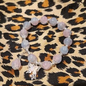 Chic Pastel Beaded Bracelet with Charm Handmade